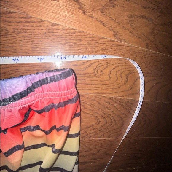 Rainbow XL Off shoulder Striped Drawstring Romper Jumpsuit - Picture 5 of 9